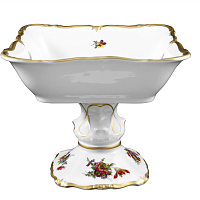 Салатник 19см квадратный на ножке Мейсенский букет