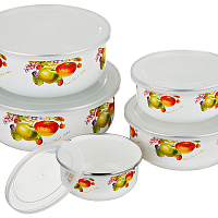 Набор мисок эмалированных с крышками