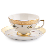 Набор чайных пар 6шт Flowers Gold Constanza Creme