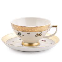 Набор чайных пар 6шт Flowers Gold Constanza Creme