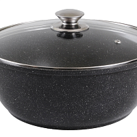 Жаровня 4л со стеклянной крышкой Темный Мрамор Кукмара