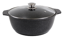 Жаровня 4л со стеклянной крышкой Темный Мрамор Кукмара