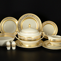 Сервиз столовый 6пер 26пр с супником Constanza Cream Royal Gold