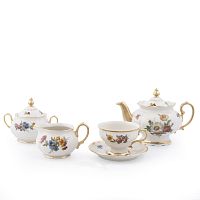 Сервиз чайный 6пер 15пр Мейсенский букет Слоновая кость