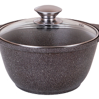 Кастрюля 3л со стеклянной крышкой Кофейный Мрамор Кукмара
