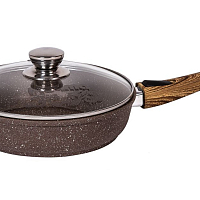 Сковорода 22см со с/ручкой и стеклянной крышкой Гранит Brown Мечта