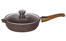 Сковорода 22см со с/ручкой и стеклянной крышкой Гранит Brown Мечта