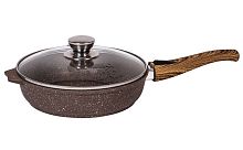 Сковорода 22см со с/ручкой и стеклянной крышкой Гранит Brown Мечта