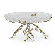 Тортница 30,5*30,5*12,5см большая Серебро Белый обгез Taj Glass