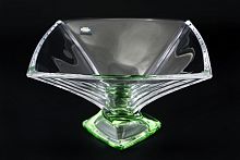 Фруктовница 32,5см Quadro зеленая ножка Crystalite Bohemia