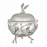 Сахарница 12,5*12,5*18см Серебро Белый обгез Taj Glass