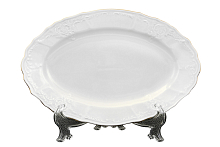 Блюдо овальное 26см 1шт Белый узор Слоновая кость