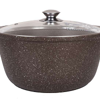 Жаровня 5л со стеклянной крышкой Кофейный Мрамор Кукмара