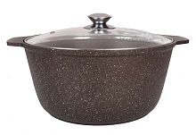 Жаровня 5л со стеклянной крышкой Кофейный Мрамор Кукмара